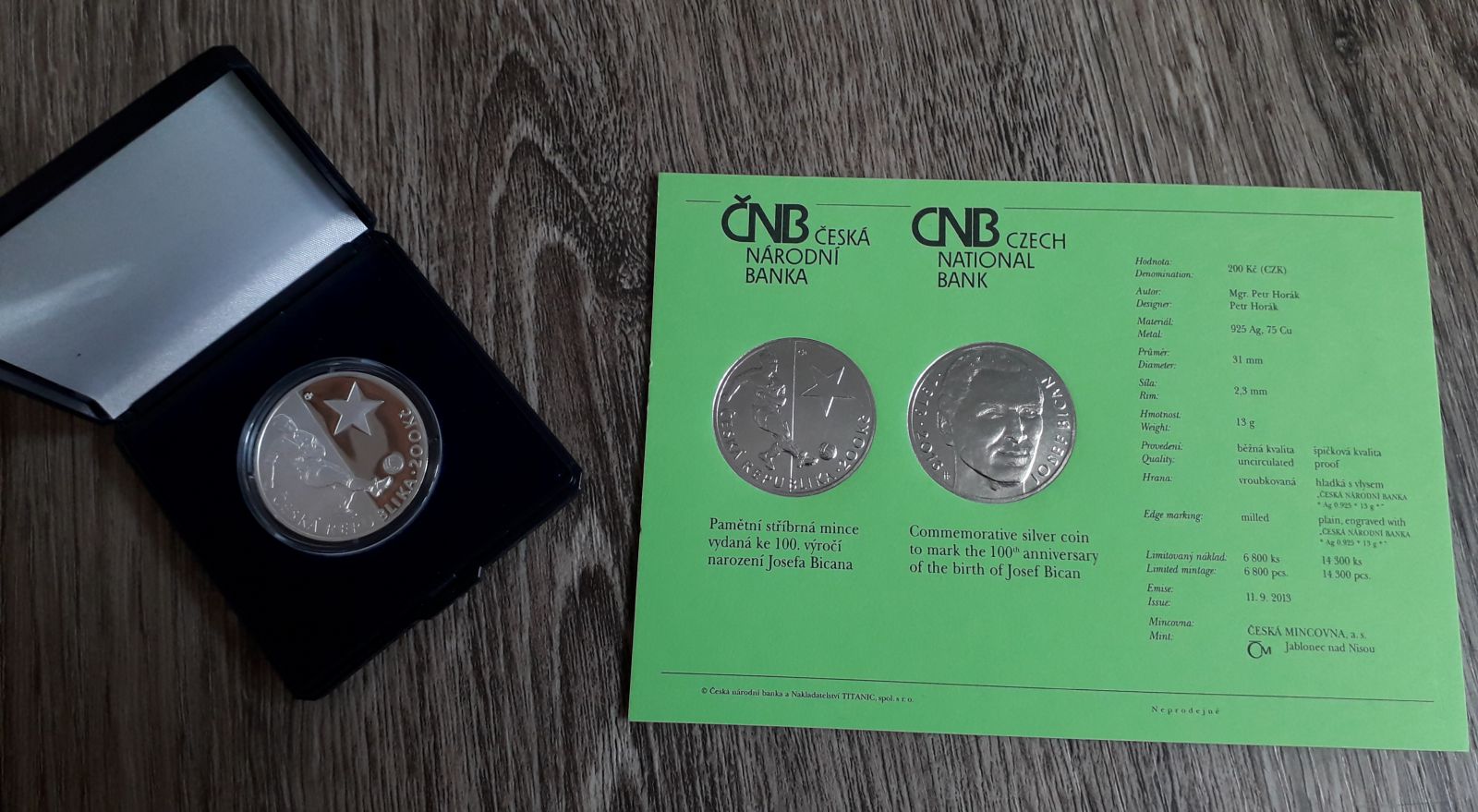Unikátní stříbrná pamětní mince Josef Bican 100 let fotka