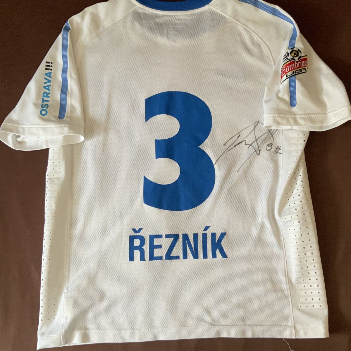 Originál hraný dres Řezníka  FC Baník Ostrava s podpisem fotka