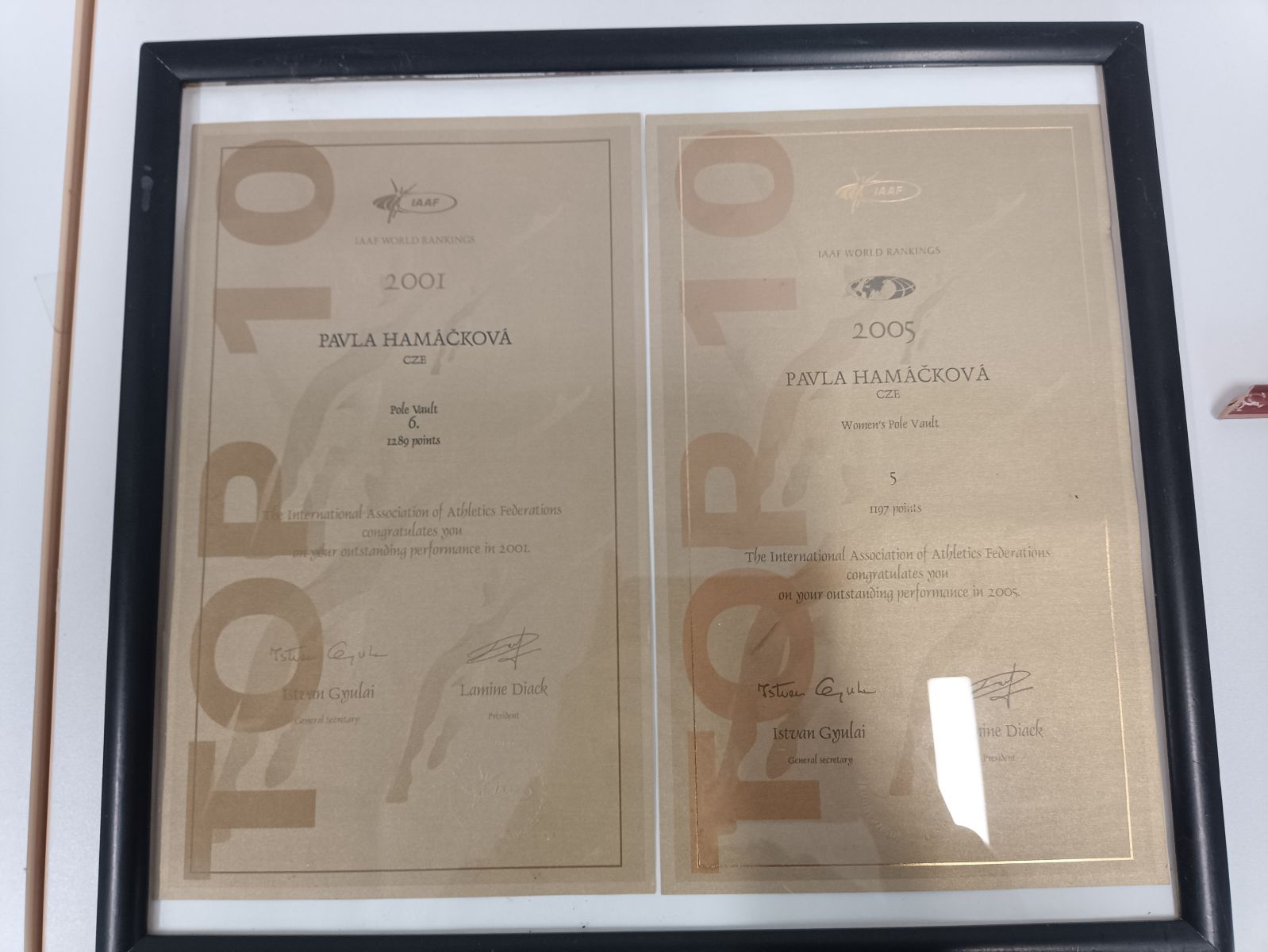 Diplomy za skoky o tyči Pavly Hamáčkové fotka